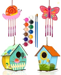 Home Composer 4 Pack DIY Bird House Wind Chime Kits for Children to Bu