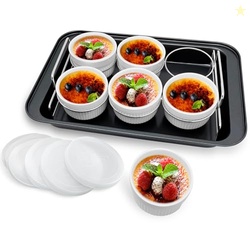 Ramekins Set with 6 Silicone Lids, Mothers Day Gifts Creme Brulee Maki