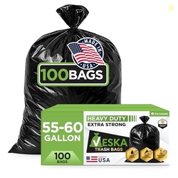 Veska 55-60 Gallon Trash Bags Heavy Duty (MegaValue 100 Bags w/Ties) 5