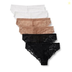 Amazon Essentials Women's Soft-Stretch Lace Knickers, Bikini, Cheeky, 