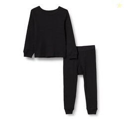 Amazon Essentials Boys' Thermal Long Underwear Set, Base Layer, Black,