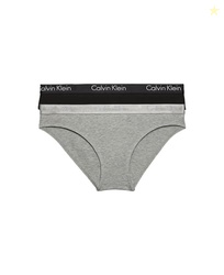 Calvin Klein Motive Cotton 2 Pack Bikini Panty Black/Gray Heather
