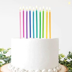 Apluselection 40-Count Rainbow Birthday Candles, Tall Thin Birthday Ca