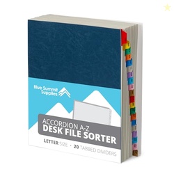 Blue Summit Expanding Desk File Sorter Organizer, Alphabetical File Or