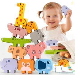 Montessori Toys for 2 3 4 Year Old Girls & Boys, Wooden Animal Stackin