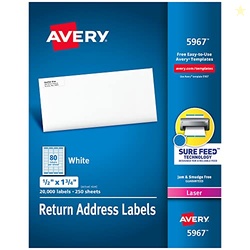 Avery Printable Return Address Labels with Sure Feed, 0.5" x 1.75", Wh