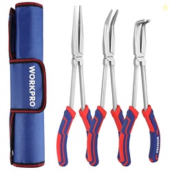 WORKPRO 3PC Long Reach Pliers Set, 11 Inch Extra Long Needle Nose Plie