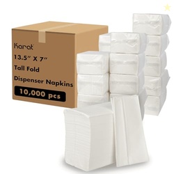 Karat Tall Fold Napkins - 1 Ply, White, Perfect for Restaurants and Ca