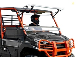 SuperATV Heavy Duty Flip Windshield Compatible With Kawasaki Mule Pro 