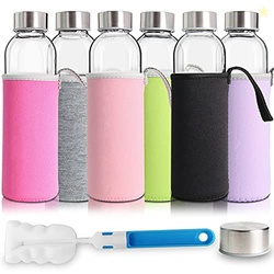 YEBODA Glass Water Bottles 18oz Bottles For Beverage and Juicer Use St