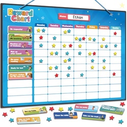 inamio Magnetic Kids Responsibility Reward Chart - Engaging 3D Stars &