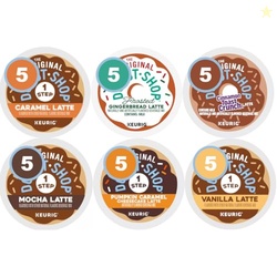 30 Count Latte Pods Variety Pack. 6 Top Flavors - Vanilla, Caramel, Mo