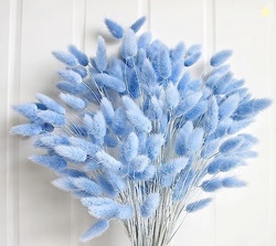 120 PCS Blue Dried Pampas Grass Decor, 17-inch Pompas Floral, Dry Flow