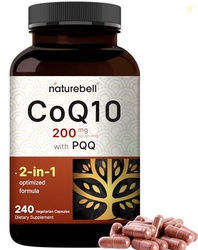 NatureBell CoQ10 200mg with PQQ, 240 Veggie Capsules | Stable High Abs