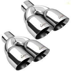 Upower Pack of 2 Dual Exhaust Tip Tailpipe 2.5 Inch Inlet 3.5" Outlet 