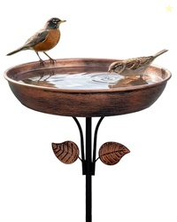 OUISJYER Metal Bird Bath for Outdoors, 12" Dia Bowl with Stable Upgrad