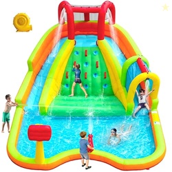 WELLFUNTIME Inflatable Water Double Slides Park, Bounce House with Arc