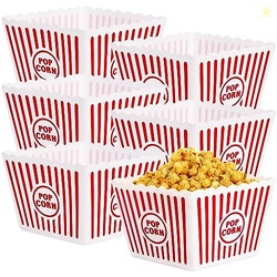 Bekith 6 Pack Plastic Popcorn Buckets Reusable, Large Popcorn Containe