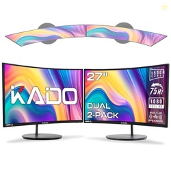 Kado 2-Pack Dual 27" Curved 1500R 1920x1080 75Hz FHD Computer Monitor
