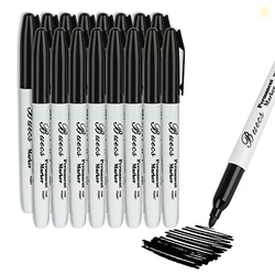 Buecs Permanent Markers, 128 Count Black Permanent Markers, Fine Point