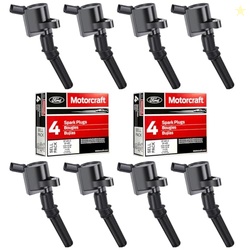 MAS Set of 8 Ignition Coil DG508 and Motorcraft Spark Plug SP493 compa