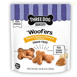 Three Dog Bakery Grain-Free Woofers, Peanut Butter & Banana Flavor  Gr