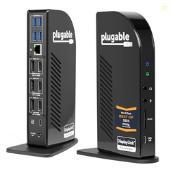 Plugable 13-in-1 USB C Docking Station 4K Triple Monitor with 100W Pow