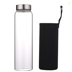 sunkey Glass Water Bottle 32 oz High Borosilicate with Neoprene Sleeve