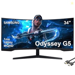 SAMSUNG 34" Odyssey G5 Series Ultra-Wide WQHD Gaming Monitor, 1000R Cu