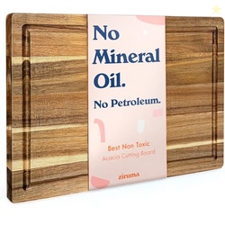 Ziruma Non-Toxic Acacia Wood Cutting Board, Mineral Oil Free, 16x11 in
