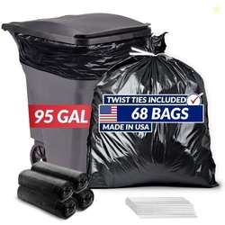 Reli. 95 Gallon Trash Bags Heavy Duty | 68 Trash Bags with Ties | Supe