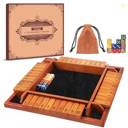 Toidgy 4 Players Shut The Box Dice Games, Wooden Board Table Math Game