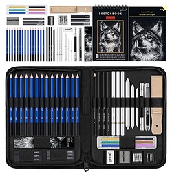 Prina 50 Pack Drawing Set Sketch Kit, Sketching Supplies with 3-Color 