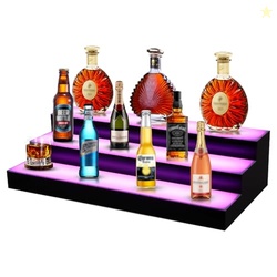 FAHKNS Lighted Liquor Bottle Display, 3 Tiers 24 Inch Acrylic Bar Shel