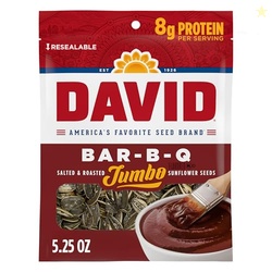 DAVID SEEDS Roasted and Salted Bar-B-Q Jumbo Sunflower Seeds, 5.25 oz,