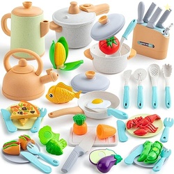 Kids Play Kitchen Accessories, 42Pcs Toddlers Pretend Toy Kitchen Play