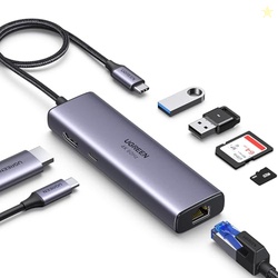 UGREEN Revodok 7 in 1 USB C Hub Gigabit Ethernet Adapter 4K@60Hz HDMI,