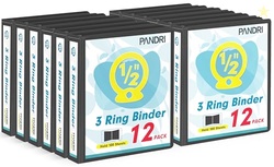 3 Ring Binder 0.5 Inch, PANDRI 12 Pack 0.5-Inch Binder Fits Letter Siz
