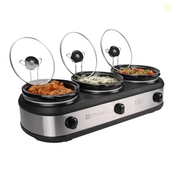 TRU Triple Buffet Server - Three 2.5 Quart Removable Crock Inserts - S