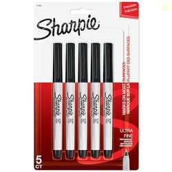 Sharpie Permanent Markers, Ultra Fine Point, Black, 5 Count - Home, Sc
