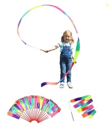 dervea 20 Pack Ribbon Dancing Wands Party Favors for Kids, Rainbow Bir