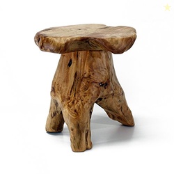 WELLAND Natural Cedar Stump Stool, 14" End Table, Live Edge Side Table