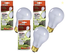 (3 Pack) Zilla Incandescent Reptile Bulb, Day White Light & Heat, 75 W