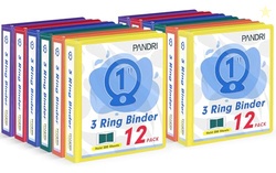 3 Ring Binder 1 Inch, PANDRI 12 Pack 1-Inch Binder Fits Letter Size 8.