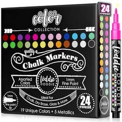Loddie Doddie Liquid Chalk Markers - 24 Pack, 1mm Tip, Multicolor - Ch