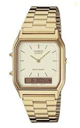 Casio AQ230GA-9D Men's Analog Digital Dual Time Gold Tone Metal Band W