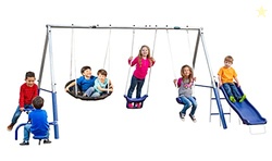 Free N Swing - 7 User / 5 Station Swing Set, Outdoor for Kids with 5' 