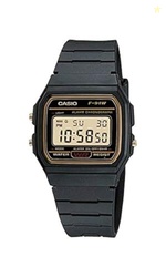 Casio F91WG-9 Men's Retro Black Band Gold Face Alarm Chronograph Digit
