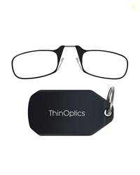 ThinOptics Keychain Case and Readers Rectangular Reading Glasses, Blac