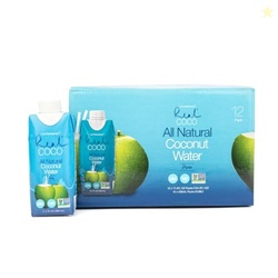 Real Coco All Natural Pure Coconut Water (12-Pack 330mL), Single Ingre